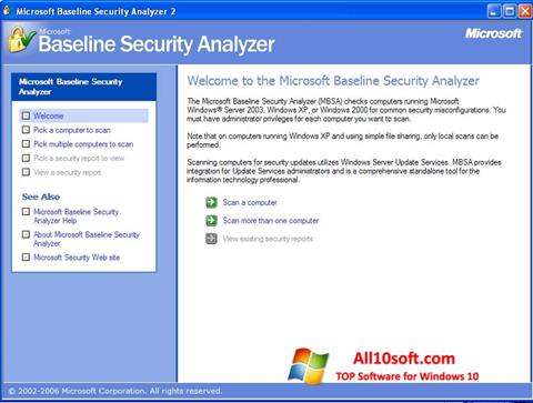 ภาพหน้าจอ Microsoft Baseline Security Analyzer สำหรับ Windows 10
