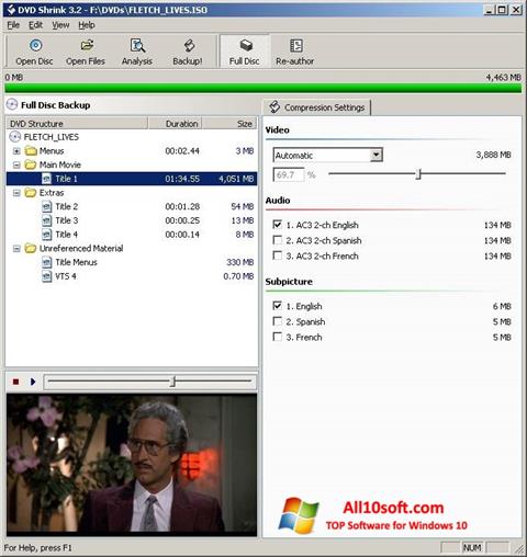 ภาพหน้าจอ DVD Shrink สำหรับ Windows 10