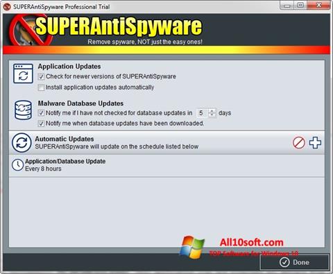 ภาพหน้าจอ SUPERAntiSpyware สำหรับ Windows 10