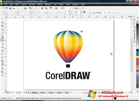 ภาพหน้าจอ CorelDRAW สำหรับ Windows 10