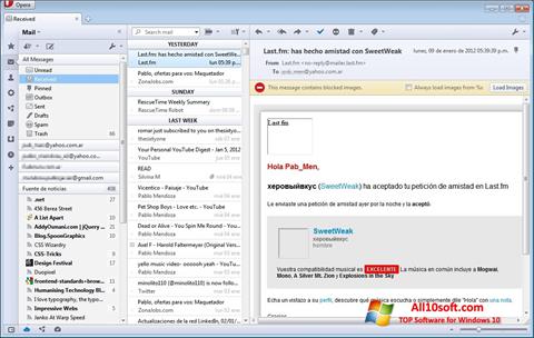 ภาพหน้าจอ Opera Mail สำหรับ Windows 10
