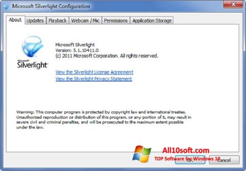 ภาพหน้าจอ Microsoft Silverlight สำหรับ Windows 10