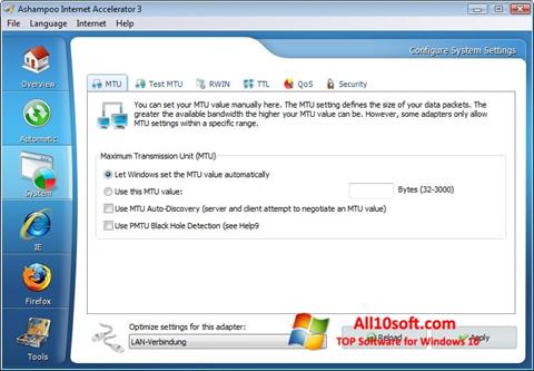 ภาพหน้าจอ Ashampoo Internet Accelerator สำหรับ Windows 10