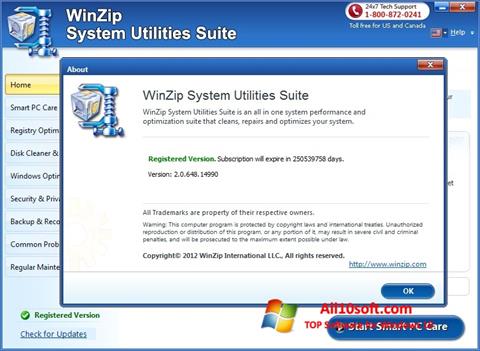 ภาพหน้าจอ WinZip System Utilities Suite สำหรับ Windows 10