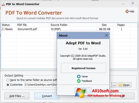 ภาพหน้าจอ PDF to Word Converter สำหรับ Windows 10