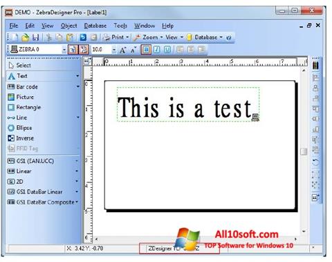 ภาพหน้าจอ Zebra Designer สำหรับ Windows 10