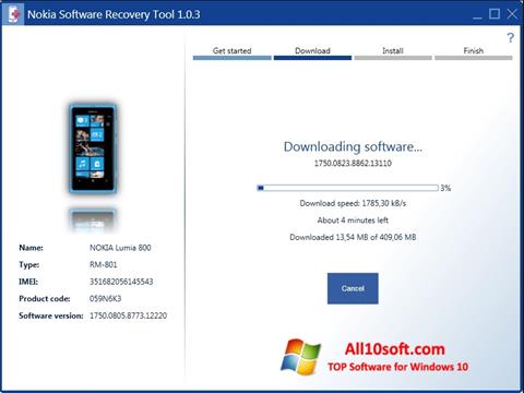 ภาพหน้าจอ Nokia Software Recovery Tool สำหรับ Windows 10