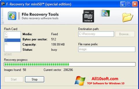 ภาพหน้าจอ F-Recovery SD สำหรับ Windows 10