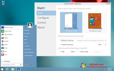 ภาพหน้าจอ Start8 สำหรับ Windows 10
