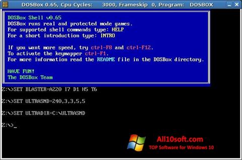 ภาพหน้าจอ DOSBox สำหรับ Windows 10