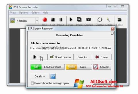 ภาพหน้าจอ BSR Screen Recorder สำหรับ Windows 10