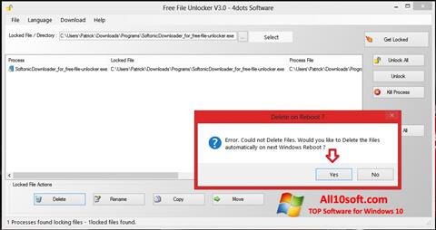 ภาพหน้าจอ Free File Unlocker สำหรับ Windows 10