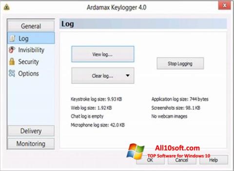ภาพหน้าจอ Ardamax Keylogger สำหรับ Windows 10
