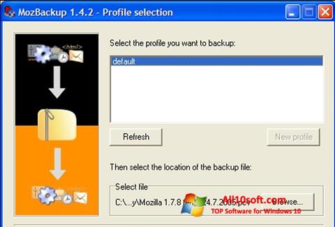 ภาพหน้าจอ MozBackup สำหรับ Windows 10