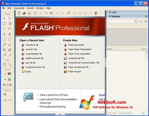 ภาพหน้าจอ Macromedia Flash Player สำหรับ Windows 10