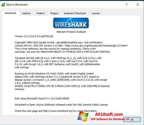 ภาพหน้าจอ Wireshark สำหรับ Windows 10