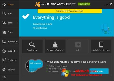 ภาพหน้าจอ Avast! Pro Antivirus สำหรับ Windows 10